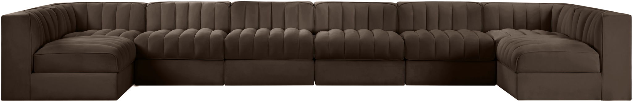 Rummi - Velvet Performance Fabric Upholstered 8 Piece Modular Sectional (With 2 Corner Chairs) - Stylish Home Furniture
