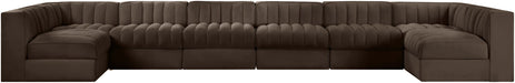 Rummi - Velvet Performance Fabric Upholstered 8 Piece Modular Sectional (With 2 Corner Chairs) - Stylish Home Furniture