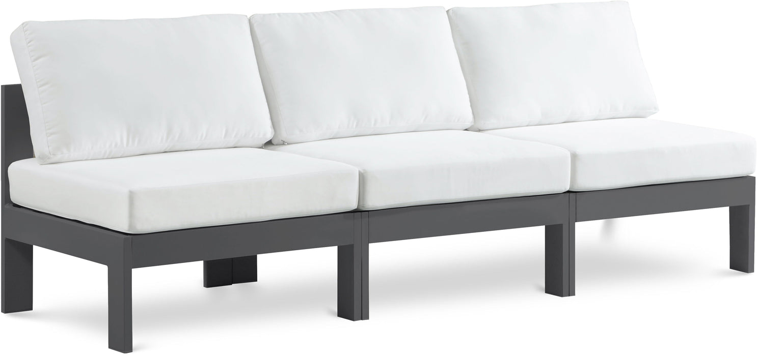 Nizuc - Outdoor Patio 3 Seat Armless Modular Sofa With Gray Frame