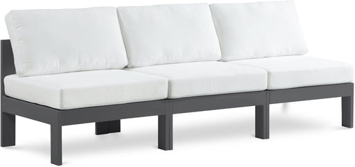 Nizuc - Outdoor Patio 3 Seat Armless Modular Sofa With Gray Frame