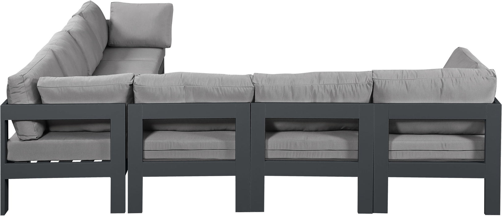 Nizuc - Outdoor Patio 7 Piece Modular Sectional With Gray Frame