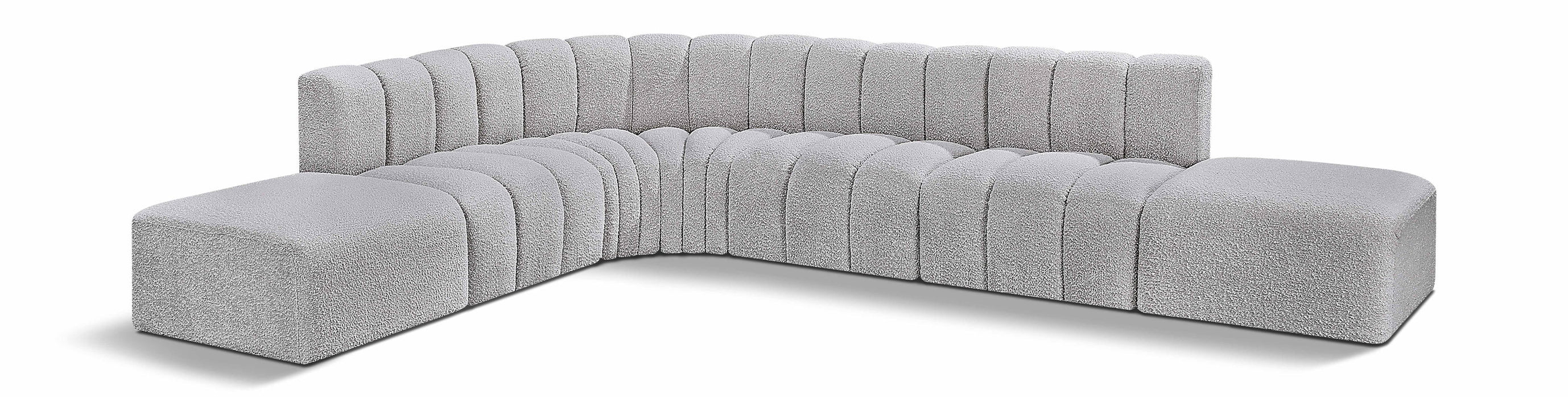 Arc - Boucle Fabric 7 Piece Corner Modular Sofa