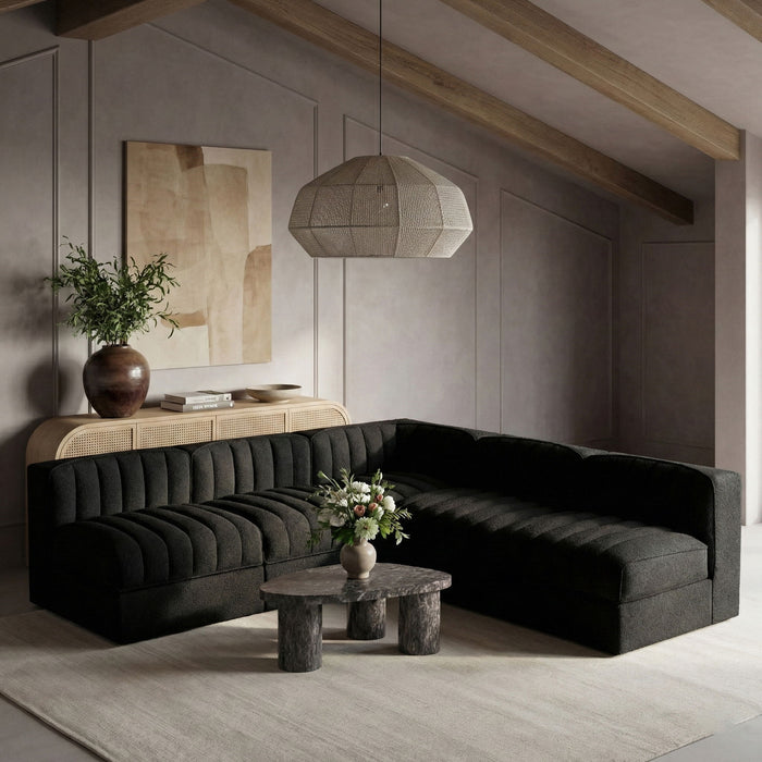 Rummi - Armless Velvet Performance Fabric Upholstered 5 Piece Modular Sectional - Stylish Home Furniture