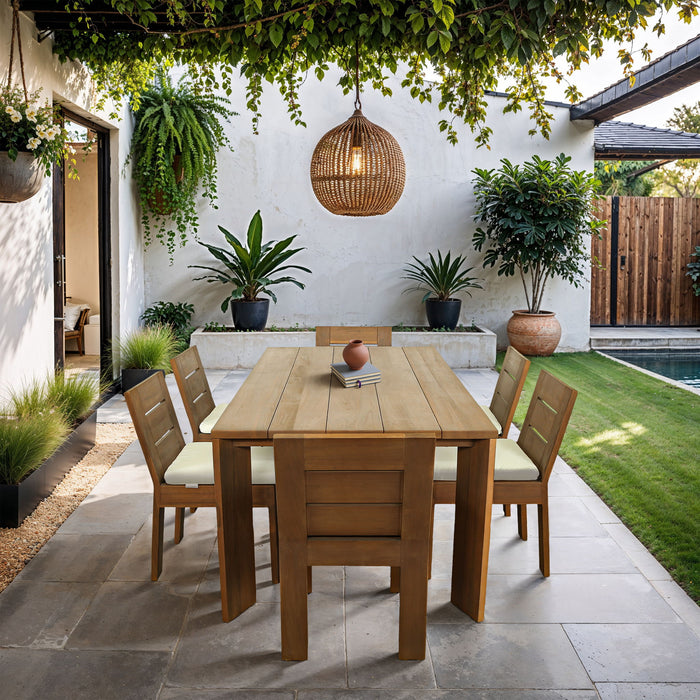 Mirella - Teak Wood 78.75" Outdoor Patio Dining Table - Natural