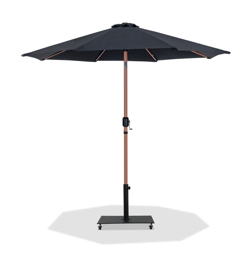 Fiji - Aluminum Patio Umbrella With Square Black And Teak Base