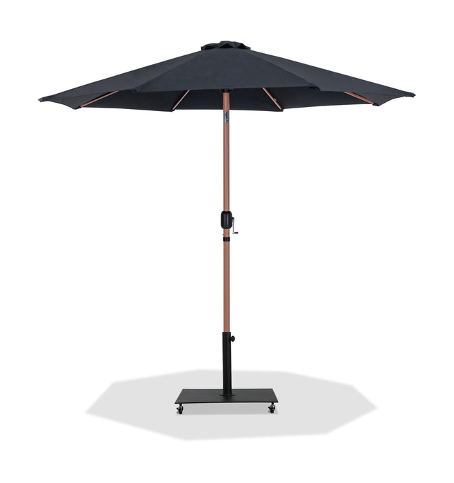 Fiji - Aluminum Patio Umbrella With Square Black And Teak Base