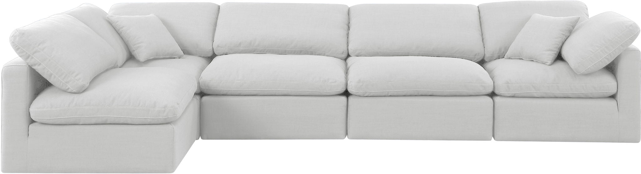 Indulge - Linen 5 Piece Modular Sectional - White