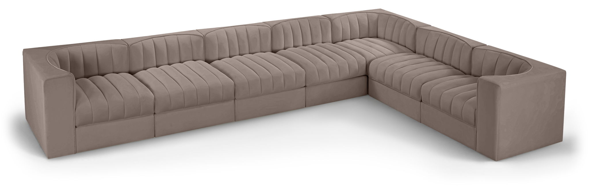 Rummi - Velvet Performance Fabric Upholstered 7 Piece Modular Sectional (With 3 Corner Chairs) - Stylish Home Furniture