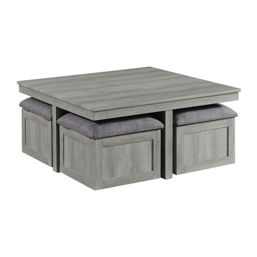 Uster - Coffee Table With Four Storage Stools - Gray - Stylish Home Furniture