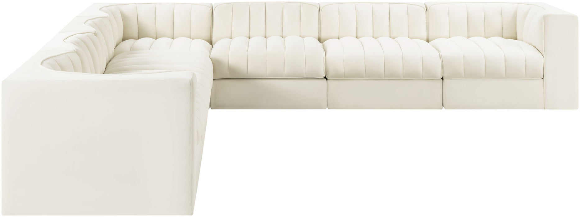 Rummi - Symmetrical Velvet Performance Fabric Upholstered 7 Piece Modular Sectional (With 3 Corner Chairs) - Stylish Home Furniture