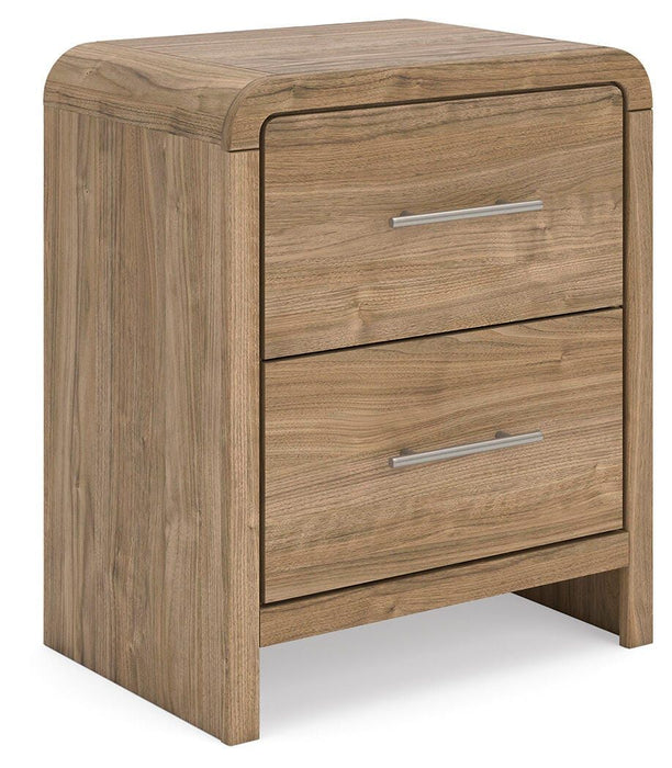 Gramburg - Two Drawer Night Stand - Warm Natural Brown - Stylish Home Furniture