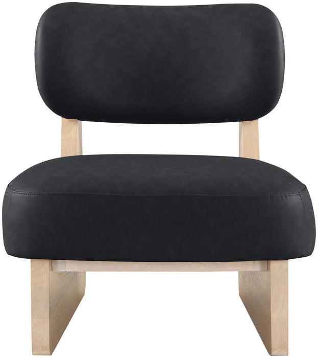 Vetra - Vegan Leather Upholstered Accent Chair With Natural Base - Stylish Home Furniture