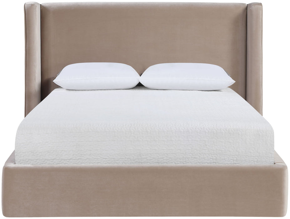 Kendall - Velvet Upholstered Bed - Taupe