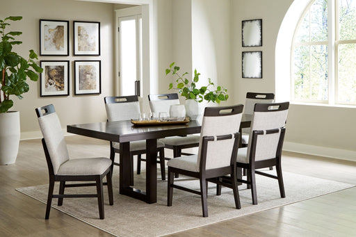 Neymorton - 7 Pc. - Rectangular Extension Table, 6 Side Chairs - Dark Grayish Brown - Stylish Home Furniture