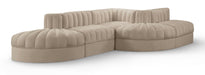 Rummi - Rounded Velvet Performance Fabric Upholstered 5 Piece Modular Sectional - Stylish Home Furniture