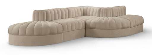 Rummi - Rounded Velvet Performance Fabric Upholstered 5 Piece Modular Sectional - Stylish Home Furniture