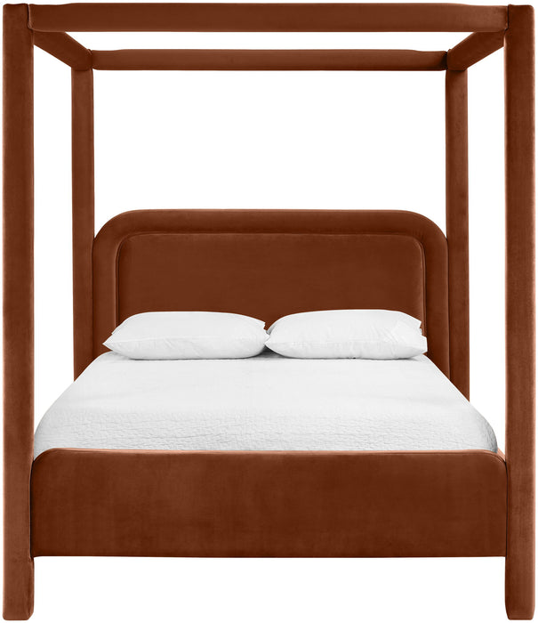 Salina - Velvet Upholstered Bed - Cognac