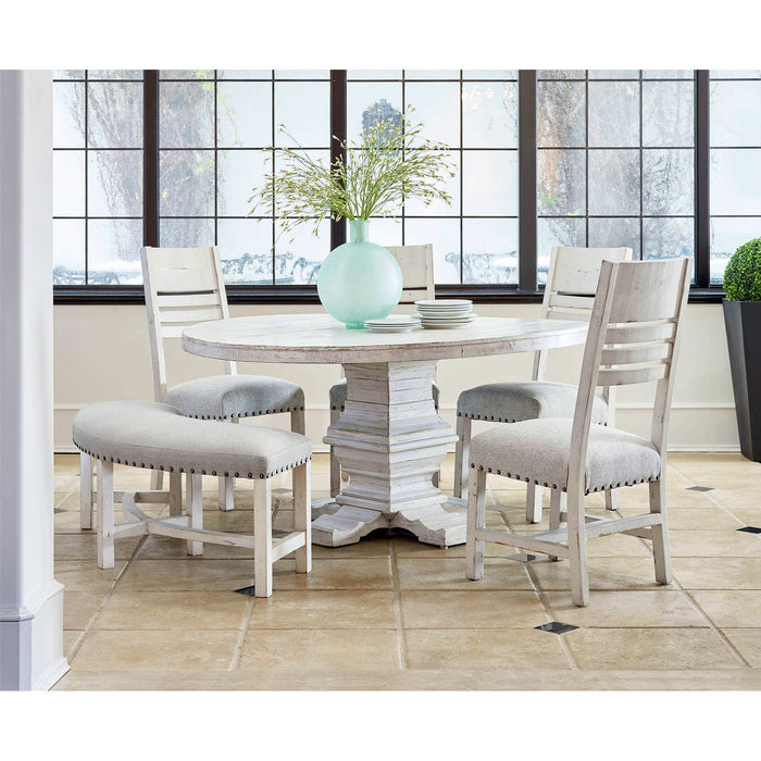 Condesa - 5 Piece Round Dining Set - Table & Four Wooden Back Chairs - White