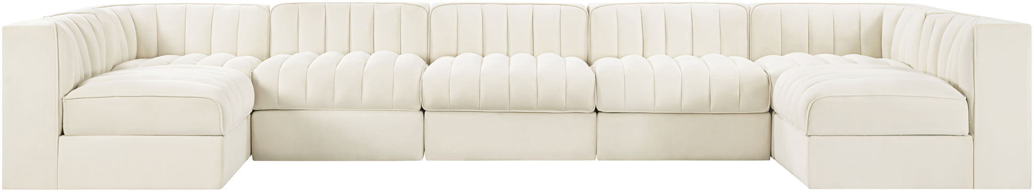 Rummi - Velvet Performance Fabric Upholstered 7 Piece Modular Sectional (With 2 Corner Chairs) - Stylish Home Furniture