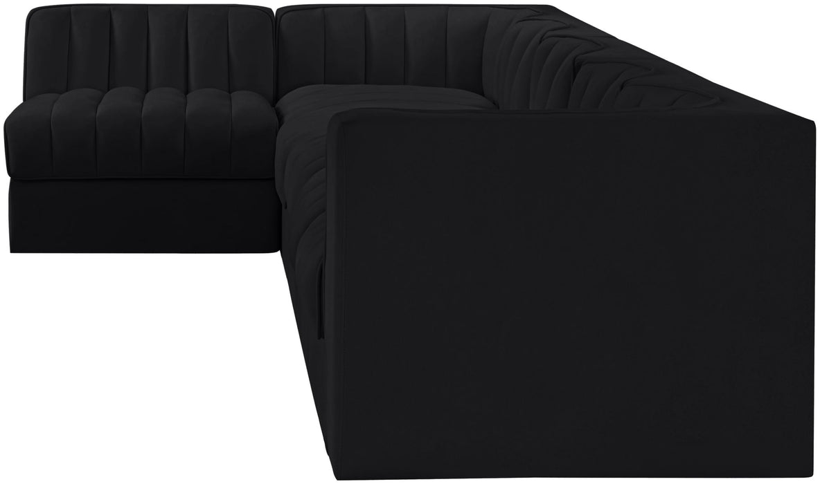 Rummi - Velvet Performance Fabric Upholstered 6 Piece Modular Sectional, L-Shaped (Right) - Stylish Home Furniture