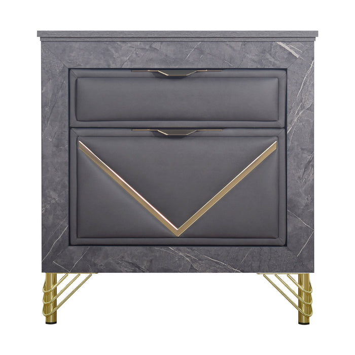 Symmetry - 2 Drawer Nightstand - Charcoal