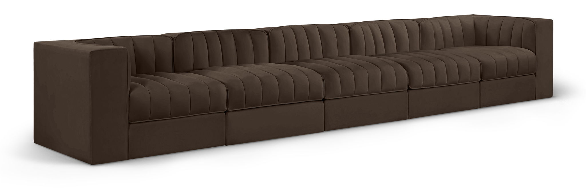 Rummi - Velvet Performance Fabric Upholstered 5 Piece Modular Sofa - Stylish Home Furniture