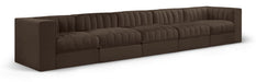 Rummi - Velvet Performance Fabric Upholstered 5 Piece Modular Sofa - Stylish Home Furniture