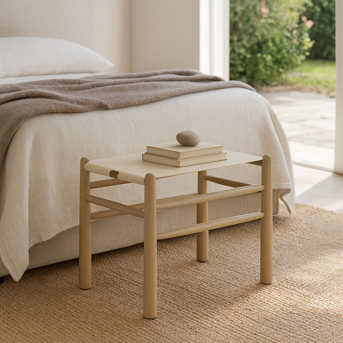 Santos - Faux Leather Upholstered Bench - Natural Frame