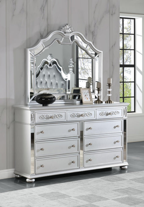 B052 - Dresser And Mirror Closeout Special - Pearl Silver