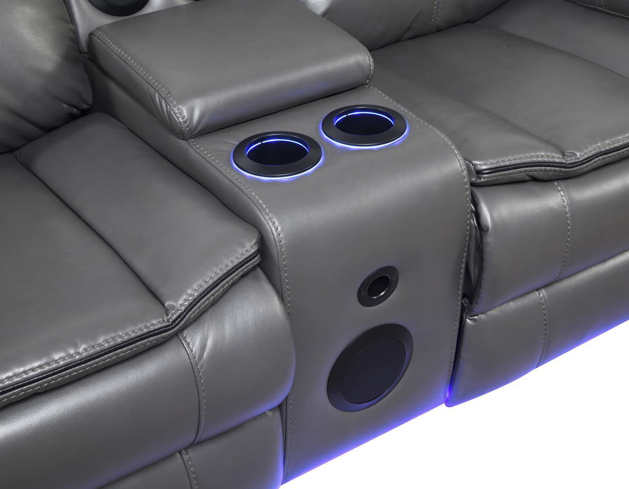 U101 - Power Reclining Loveseat With LED Light & Speaker - Gray