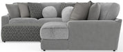 Canyon - 4 Piece Sectional With Cuddler Seat Cushions, Included Accent Pillows And Cocktail Ottoman (Right Side Facing Chaise) - Platinum - Stylish Home Furniture
