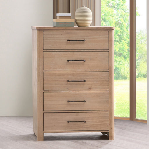 Anika - 5 Drawer Chest - Natural / Brown - Stylish Home Furniture