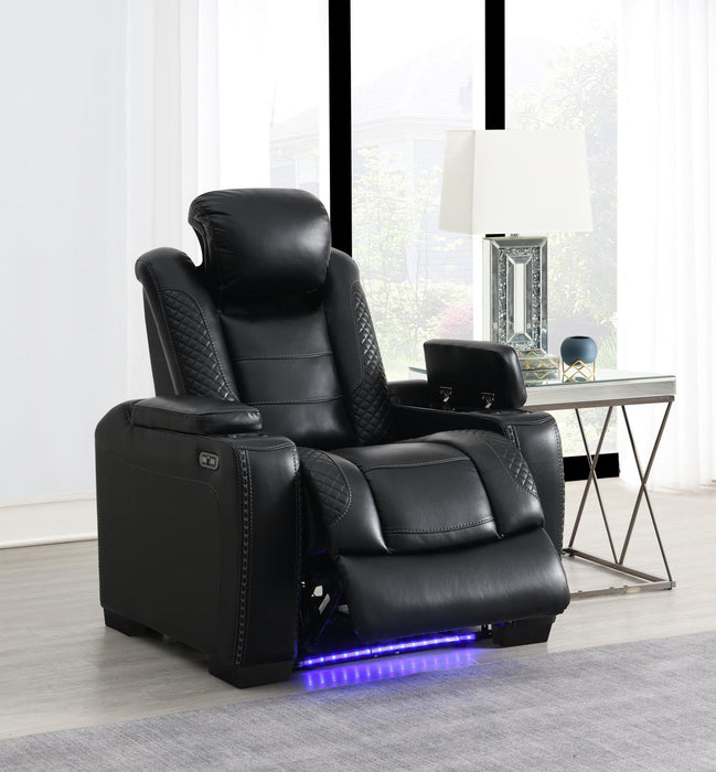 U92 - LED Power Reclining With Power Headrest Chair - Black