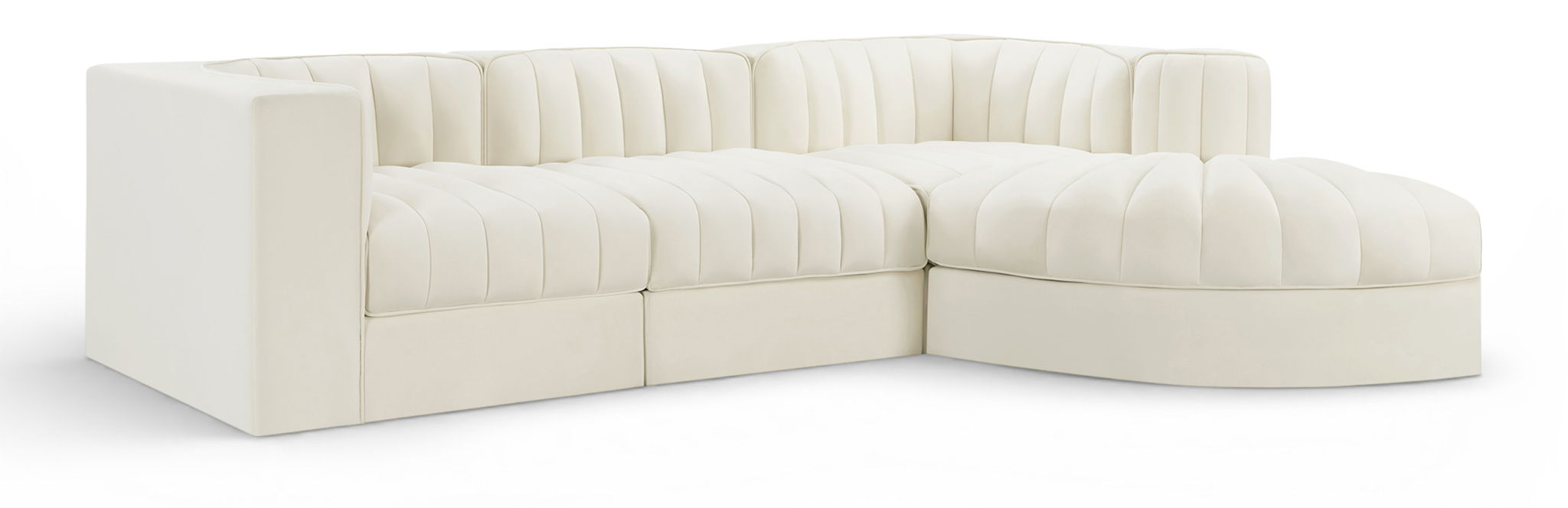 Rummi - Velvet Performance Fabric Upholstered 4 Piece Modular Sectional, With Reverse Corner Chair - Stylish Home Furniture