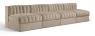 Rummi - Armless Velvet Performance Fabric Upholstered 4 Piece Modular Sofa - Stylish Home Furniture