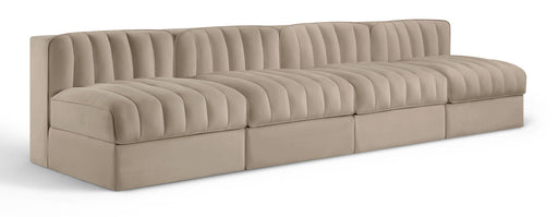 Rummi - Armless Velvet Performance Fabric Upholstered 4 Piece Modular Sofa - Stylish Home Furniture
