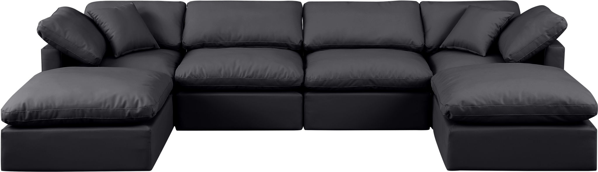 Indulge - Faux Leather 6 Piece Modular Double Chaise Sectional - Stylish Home Furniture