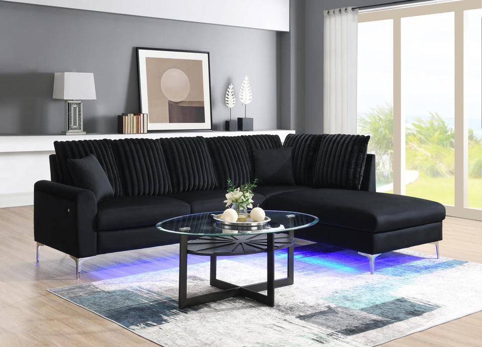 U380 - 2 Piece LED Sectional - Black