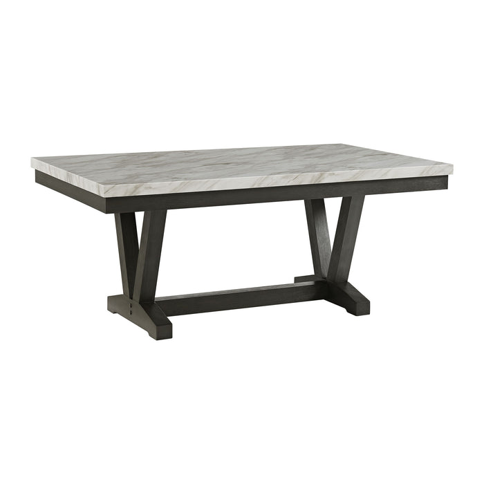 Everdeen - Dining Table With White Faux Marble Top - Charcoal - Stylish Home Furniture