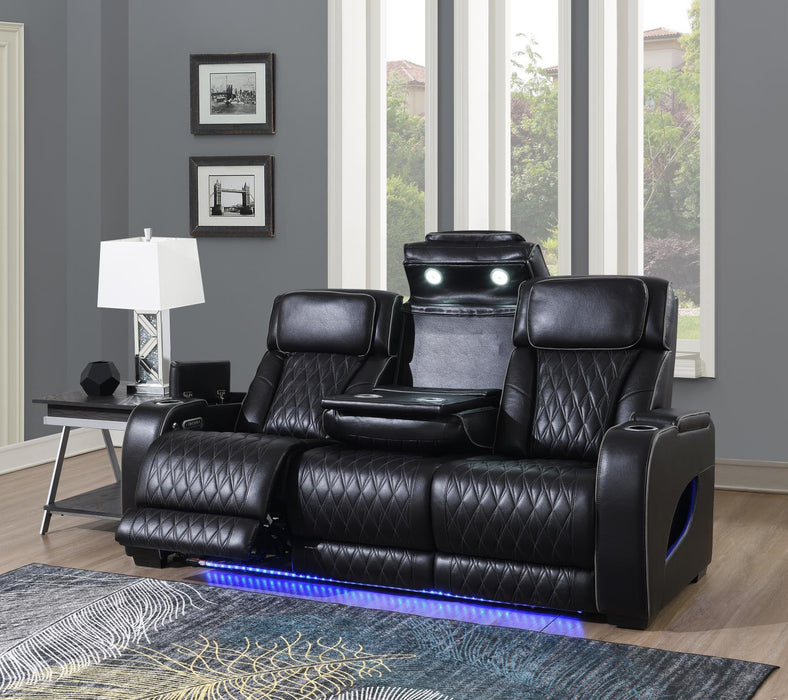 U70 - Power Reclining Sofa With Power Headrest, Reading Light, Massage, Heat, Ambient Lighting - Black