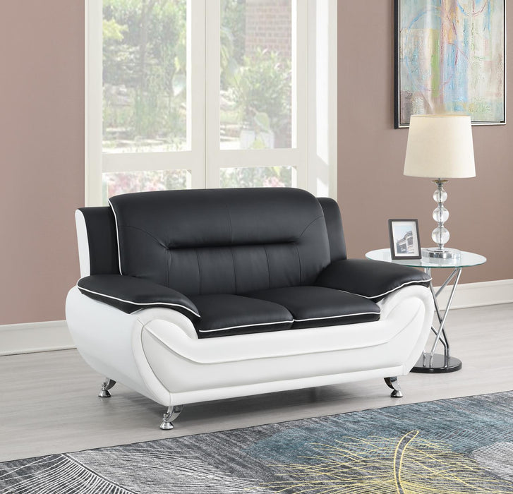 U487 - Faux Leather Loveseat - Black