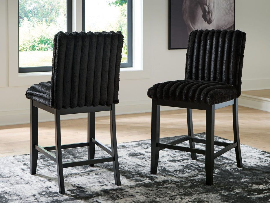Mervannie - Upholstered Barstool (Set of 2) - Black - Stylish Home Furniture