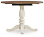 Wirloni - Round Dining Room Drop Leaf Table - Antique White / Brown - Stylish Home Furniture