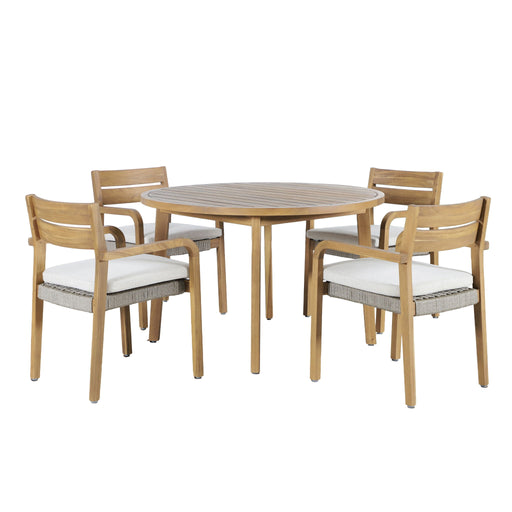 Arden - Round Patio Dining Table With 4 Patio Chairs - Natural - Stylish Home Furniture