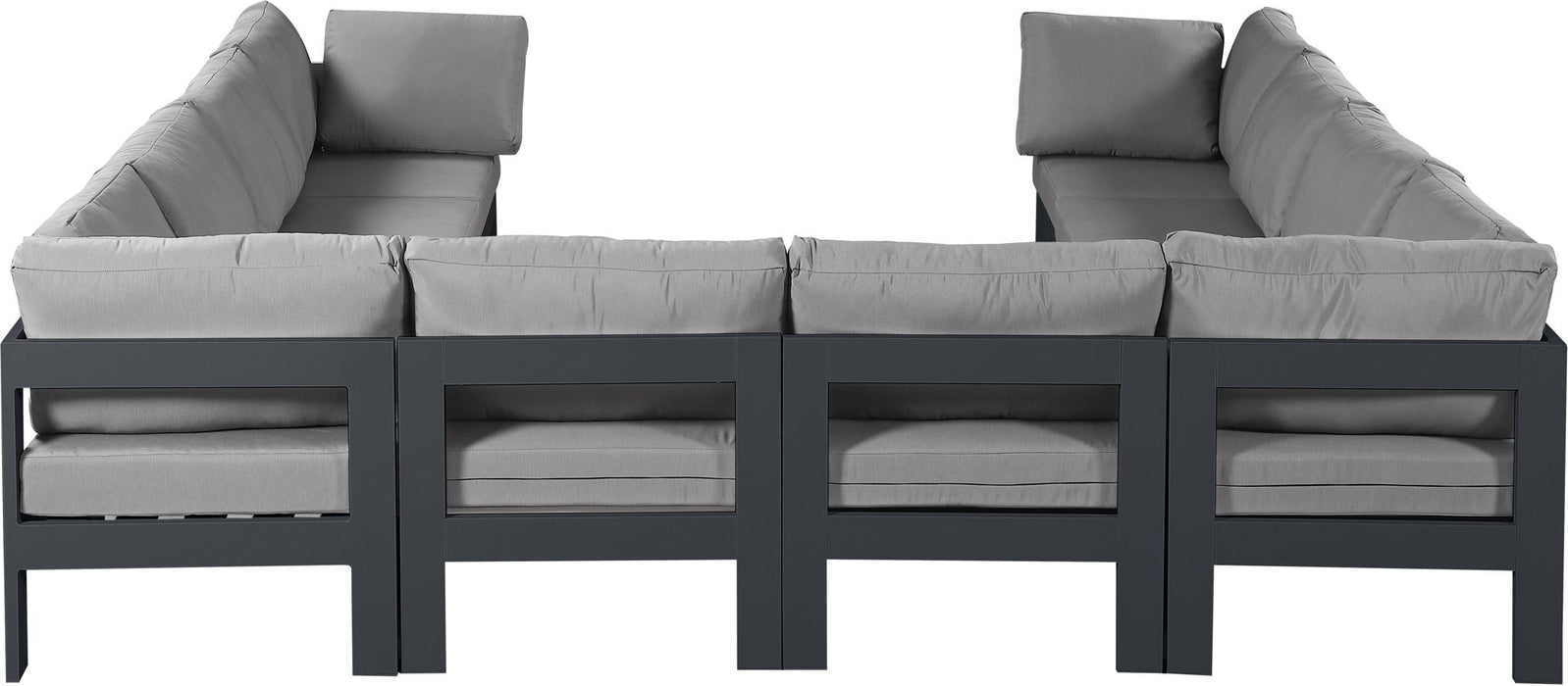 Nizuc - Outdoor Patio 10 Piece Modular Sectional With Gray Frame