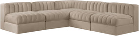 Rummi - Armless Velvet Performance Fabric Upholstered 5 Piece Modular Sectional - Stylish Home Furniture
