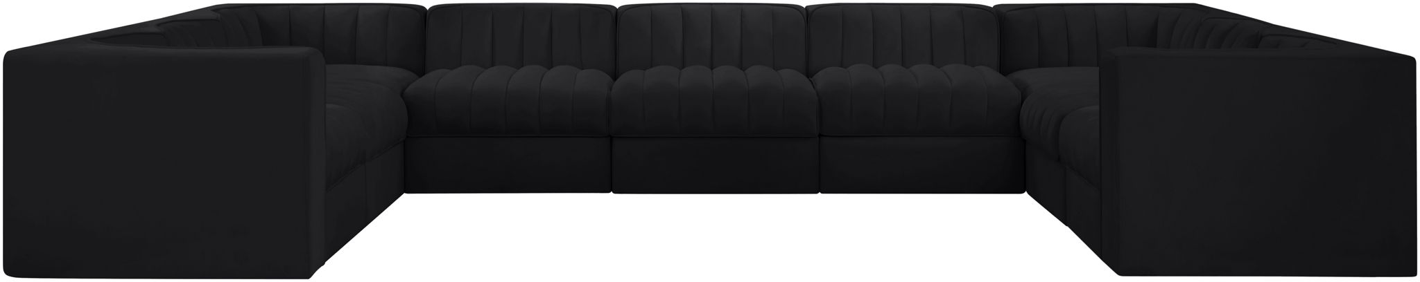 Rummi - Velvet Performance Fabric Upholstered 9 Piece Modular Sectional - Stylish Home Furniture