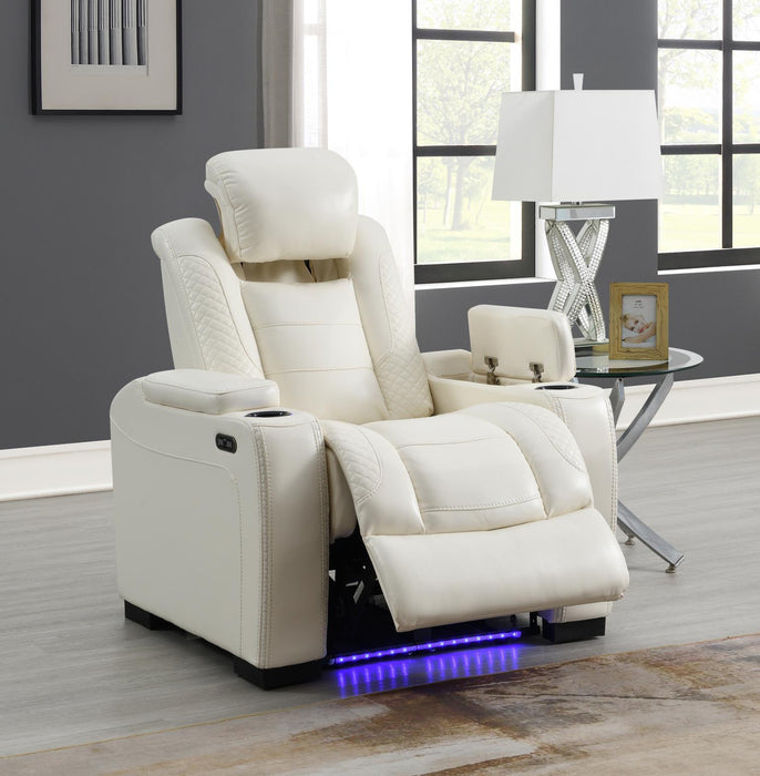 U94 - LED Power Reclining With Power Headrest Chair - White