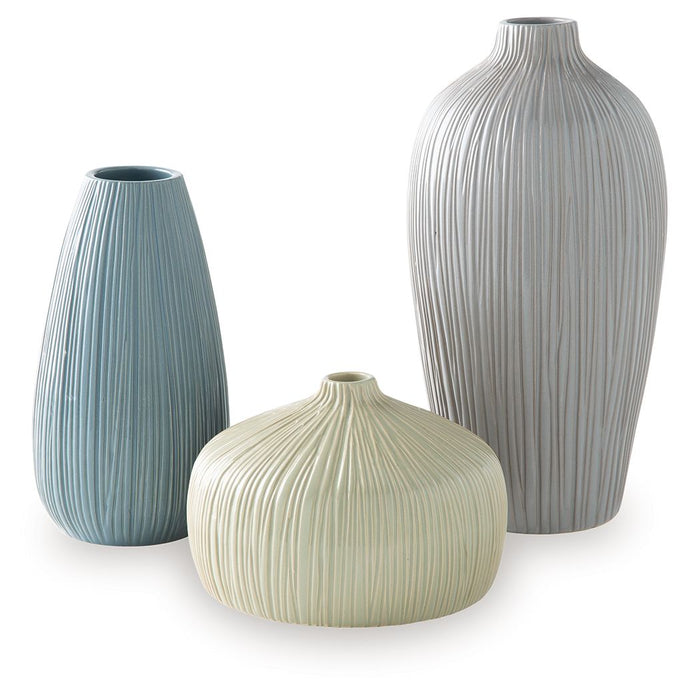 Eiderman - Vase Set (Set of 3) - Gray / Blue / Green - Stylish Home Furniture
