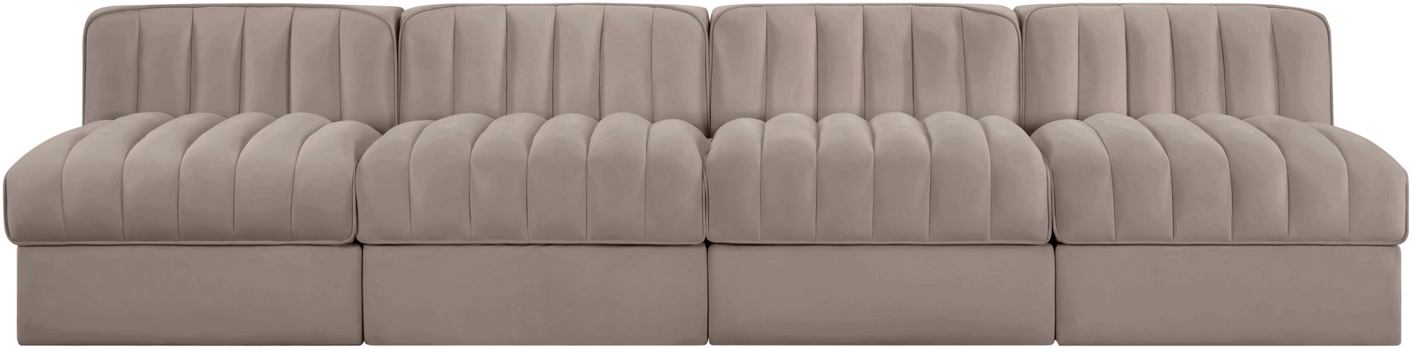 Rummi - Armless Velvet Performance Fabric Upholstered 4 Piece Modular Sofa - Stylish Home Furniture